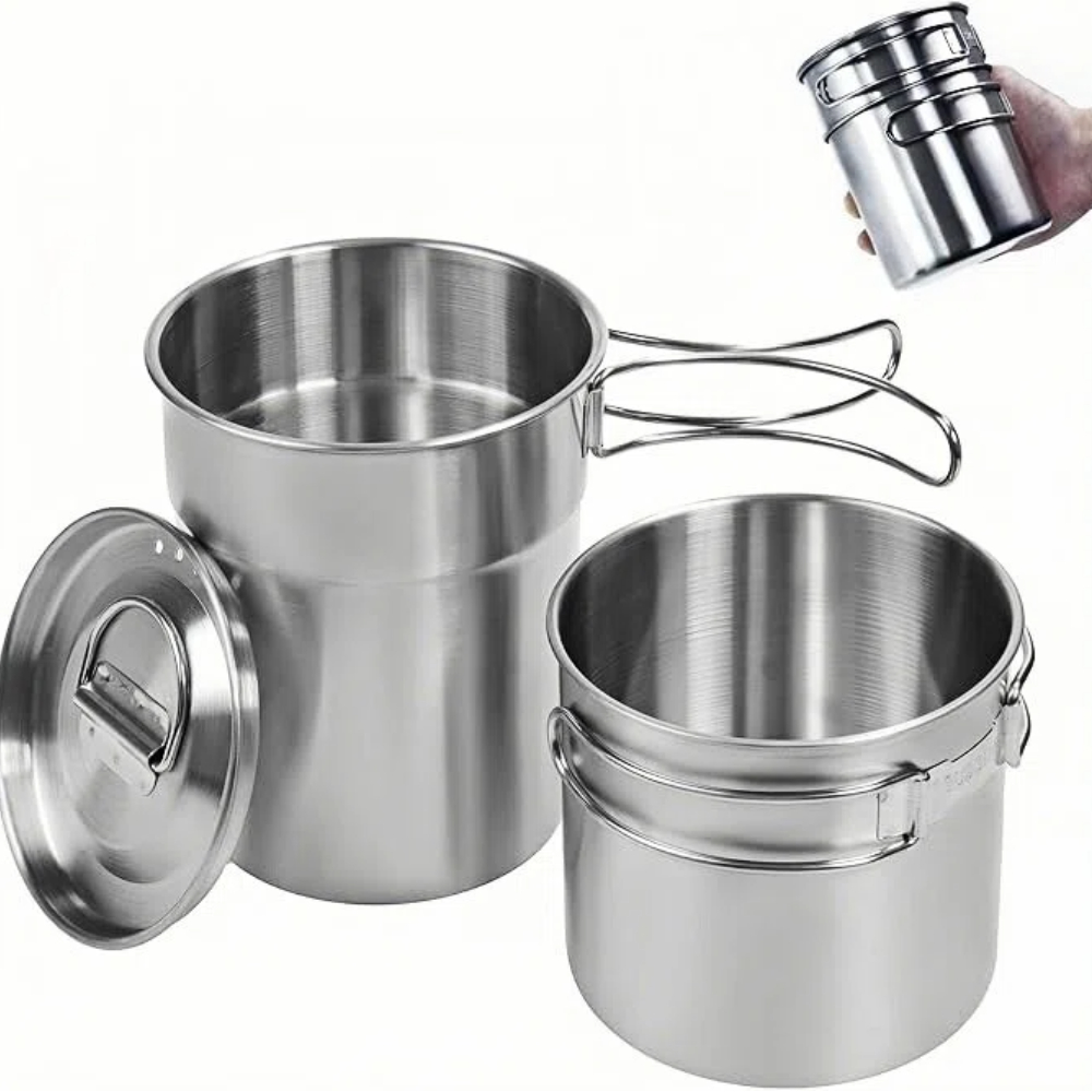 Camping Cooking Tool Set - أكواب قابلة للطي للتخييم، أواني طهي