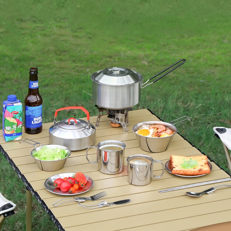 Camping Cooking Mess Kit - رائجة البيع 304 الفولاذ المقاوم للصدأ