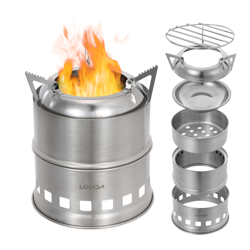 Camping Cooking Lightweight - Lixada-موقد خشبي من الفولاذ المقاوم للصدأ