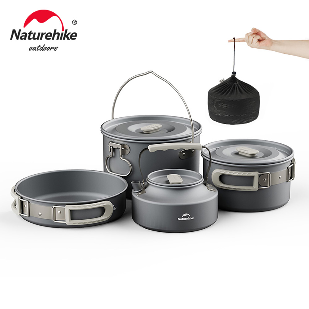 Quechua Camping Cooking Set - Naturehike التخييم طقم حلل استانلس ستيل