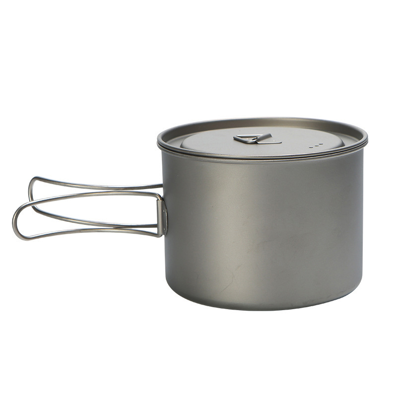 Camping Cooking Tool Set - وعاء طبخ تيتانيوم بمقبض معلق ،