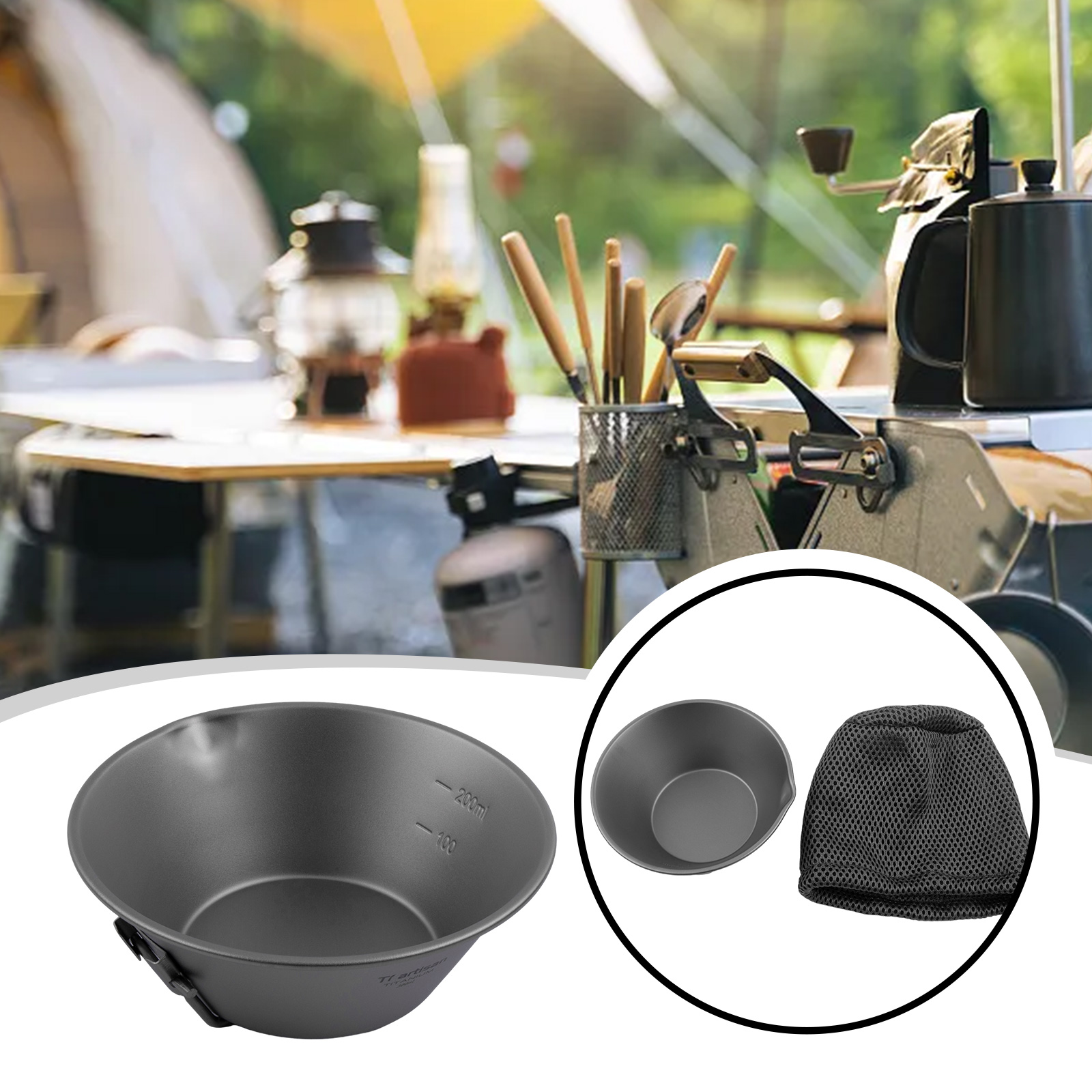 Camping Cooking Mess Kit - وعاء تخييم خفيف الوزن وقابل للطي