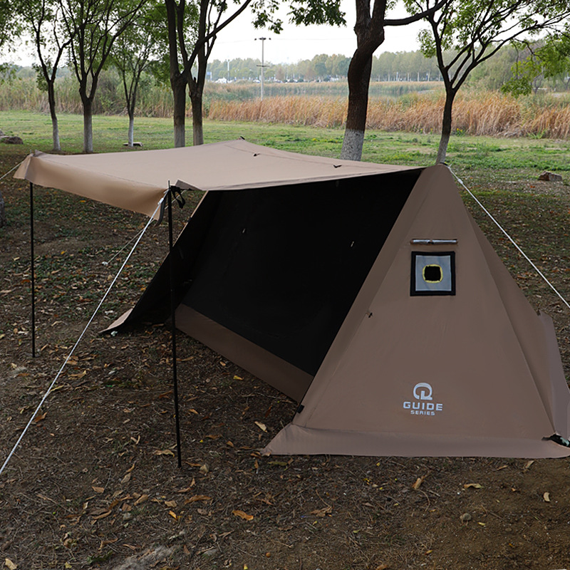 Camping Cooking Awning - مظلة تخييم خارجية مزدوجة القمة فضية