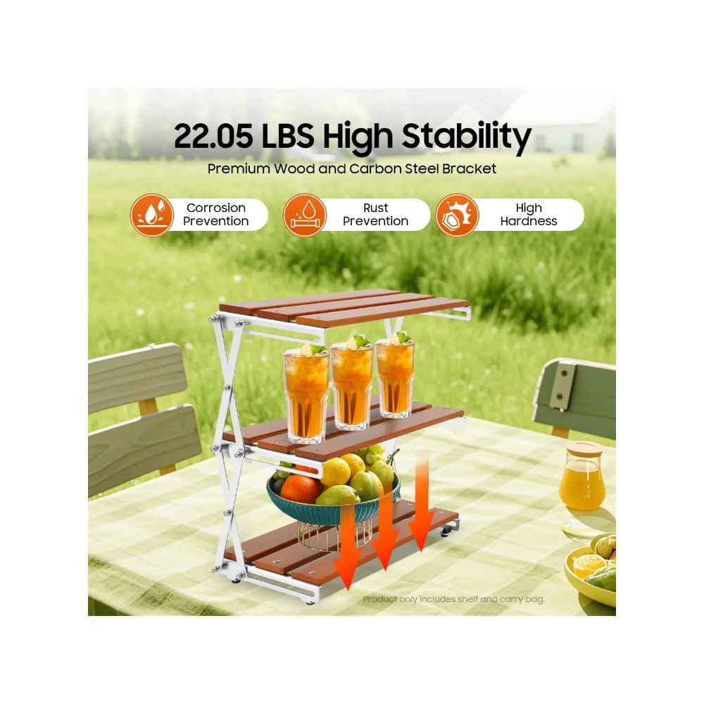 Camp Grill Portable Folding - رف تخزين قابل للطي للتخييم بثلاثة