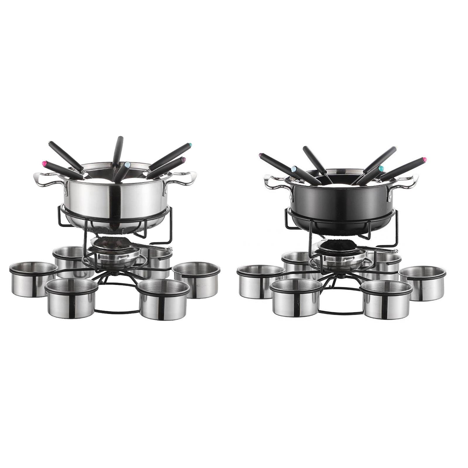Camping Cooking Pot Stainless Steel - طقم وعاء الفوندو مع موقد طهي