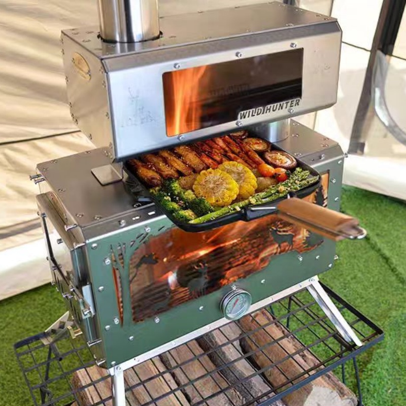 Camping Cooking Stove - موقد تخييم يعمل بالحطب مع منصة
