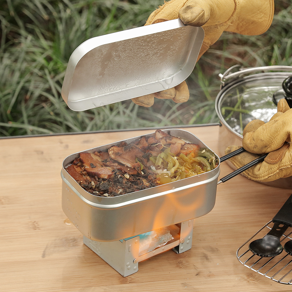 Camping Cooking Mess Kit - مجموعة فوضى الألومنيوم الخارجية، مجموعة موقد