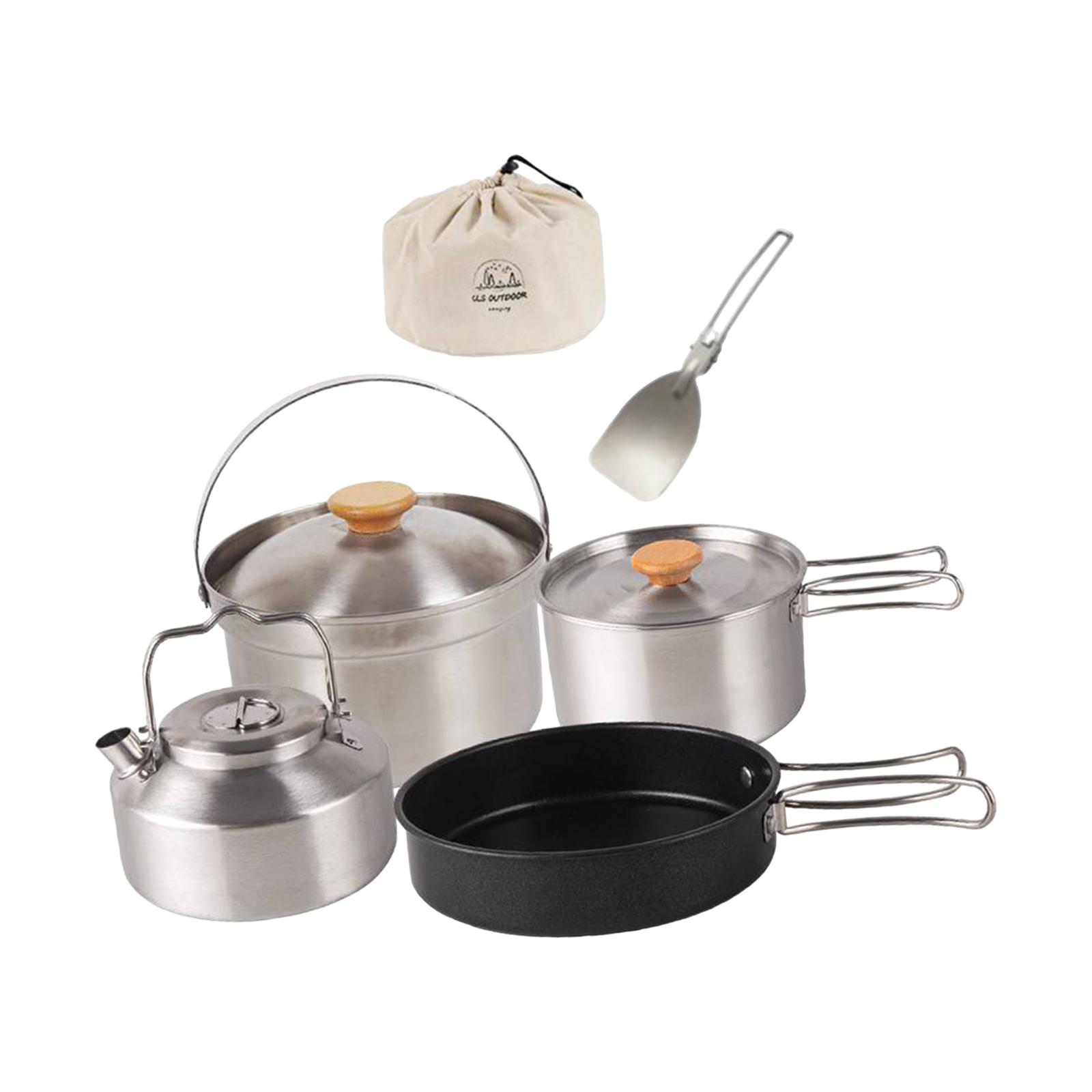 أدوات طهي للتخييم، مقلاة محمول - مراجعة Camping Cooking Set Non Stick وسعره