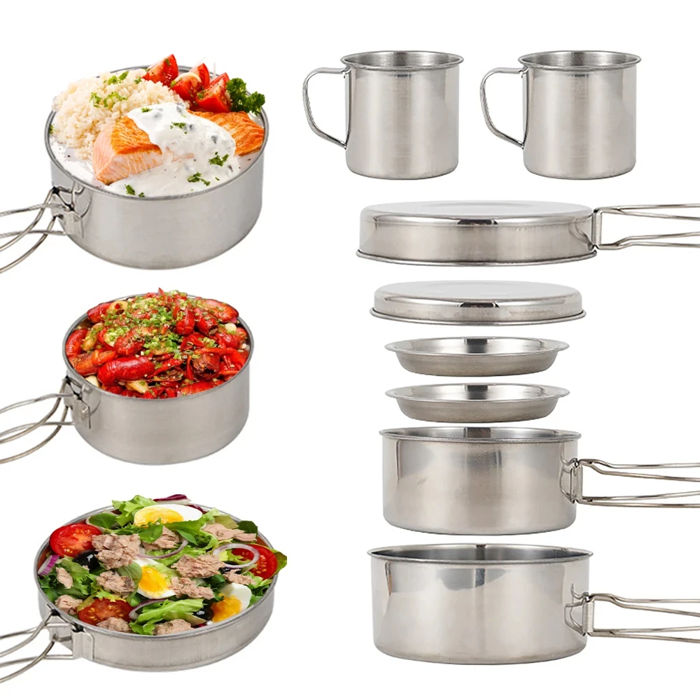 8 قطعة/المجموعة التخييم تجهيزا - مراجعة Camping Cooking Mess Kit وسعره
