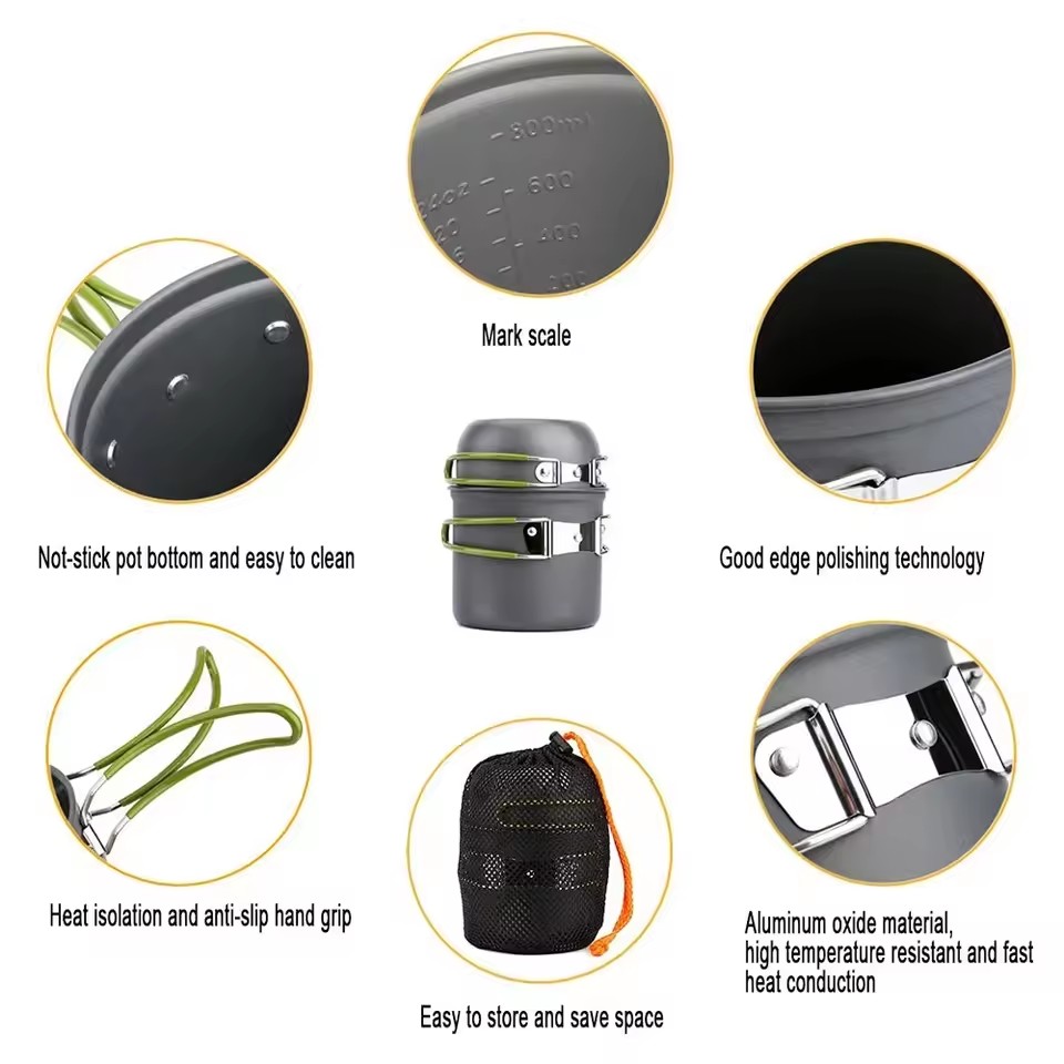 خفيفة التخييم تجهيزات المطابخ  - مراجعة Camping Cooking Mess Kit وسعره