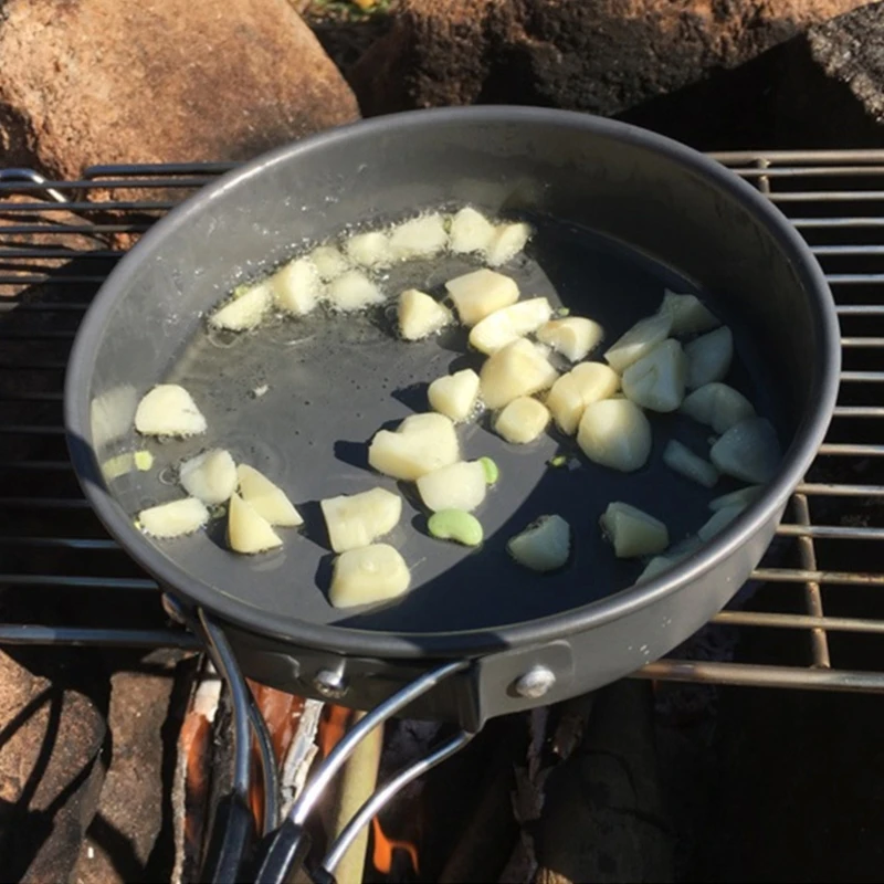 مقلاة قلي محمولة مع حقيبة تخزي - مراجعة Camping Cooking Set Non Stick وسعره