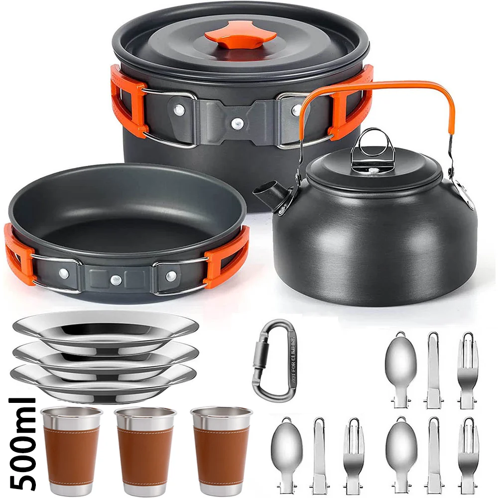 متعددة الأشخاص التخييم طقم أوا - مراجعة Camping Cooking Set Non Stick وسعره