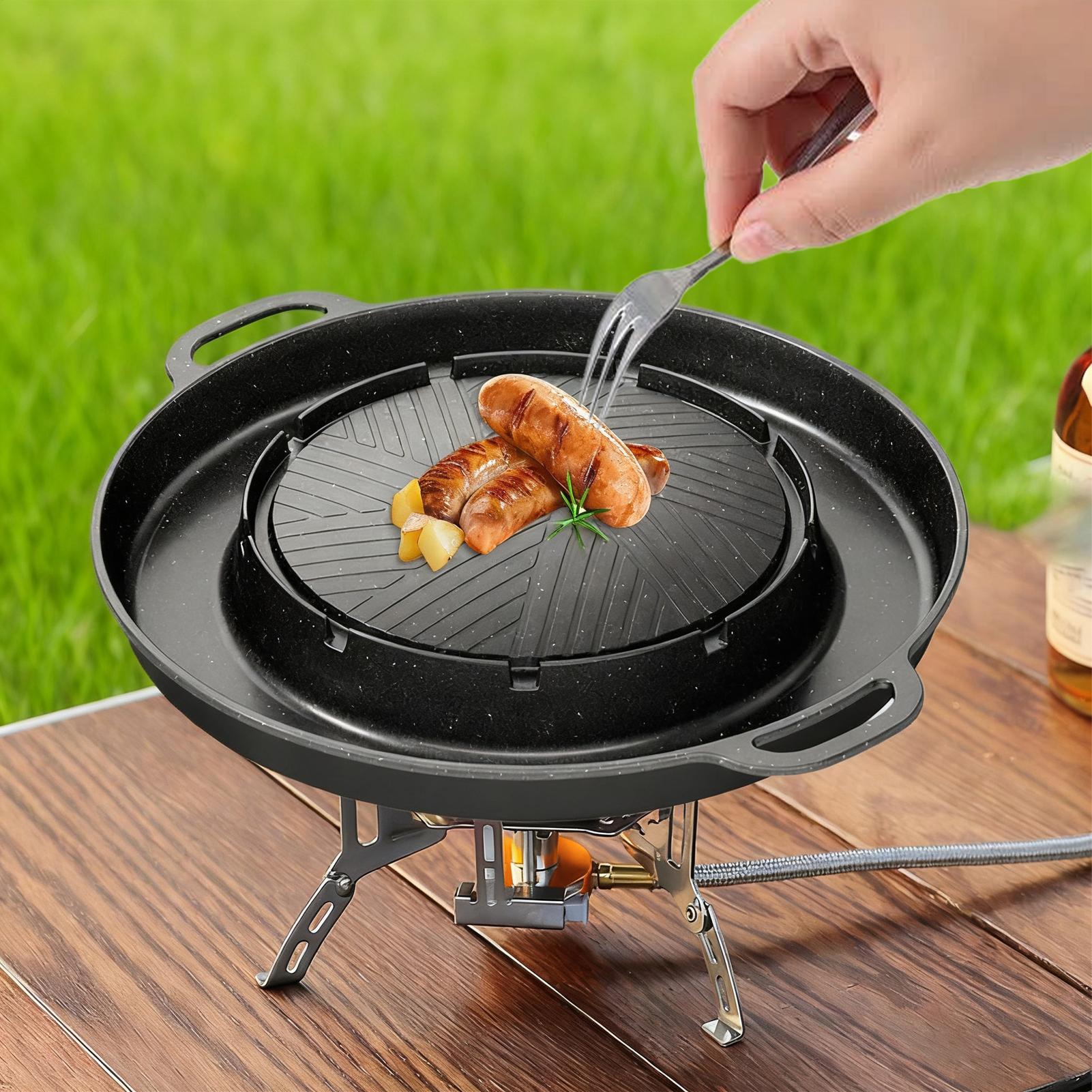شواية 2 في 1 ومقلاة ساخنة لسطح - مراجعة Camping Cooking Set Non Stick وسعره