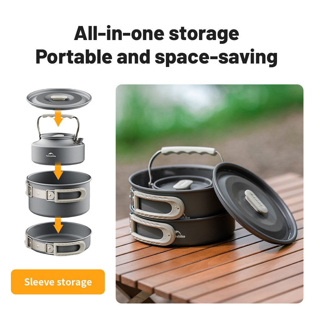 Naturehike التخييم طقم حلل است - مراجعة Quechua Camping Cooking Set وسعره