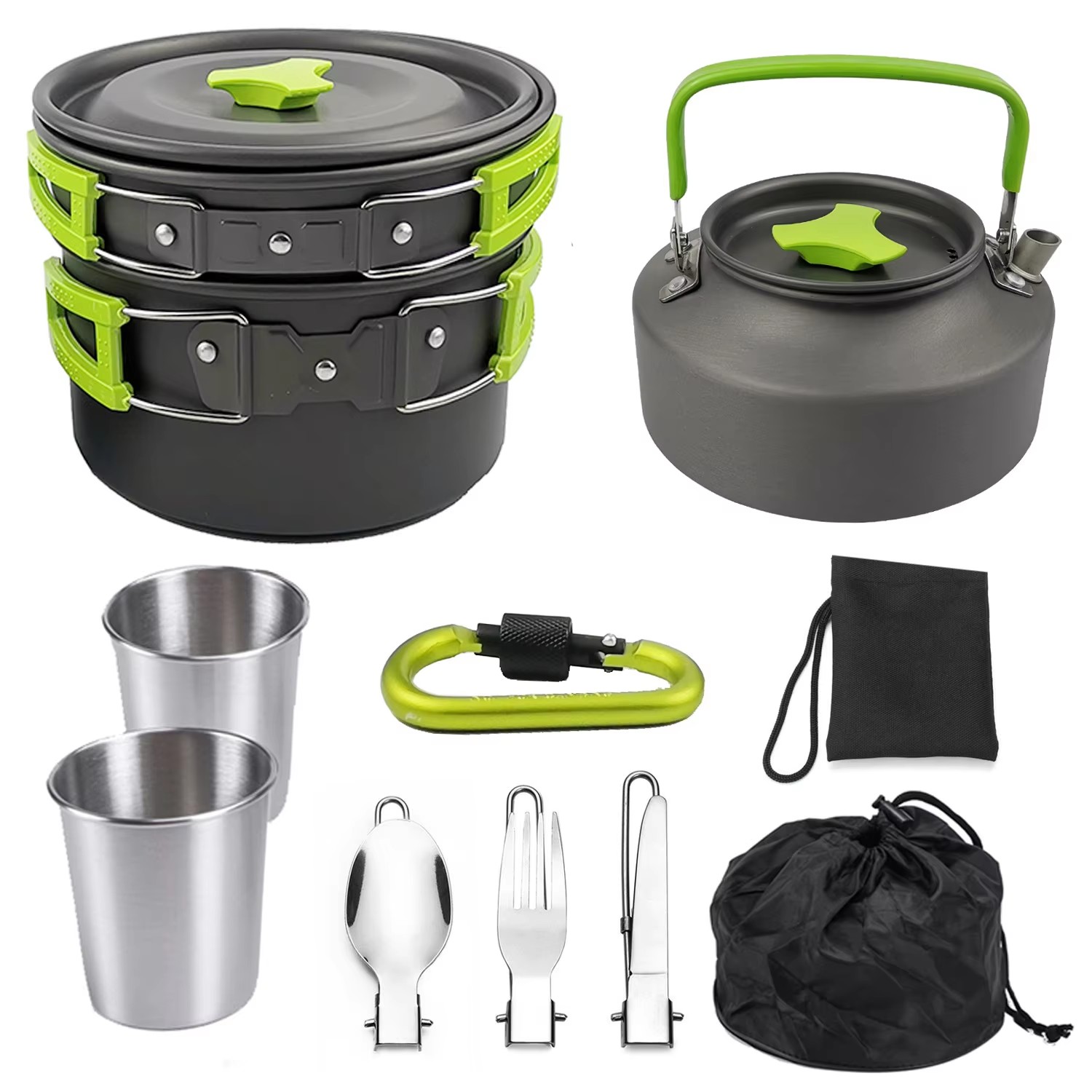 طقم طهي للتخييم، أدوات طهي للر - مراجعة Camping Cooking Set Non Stick وسعره