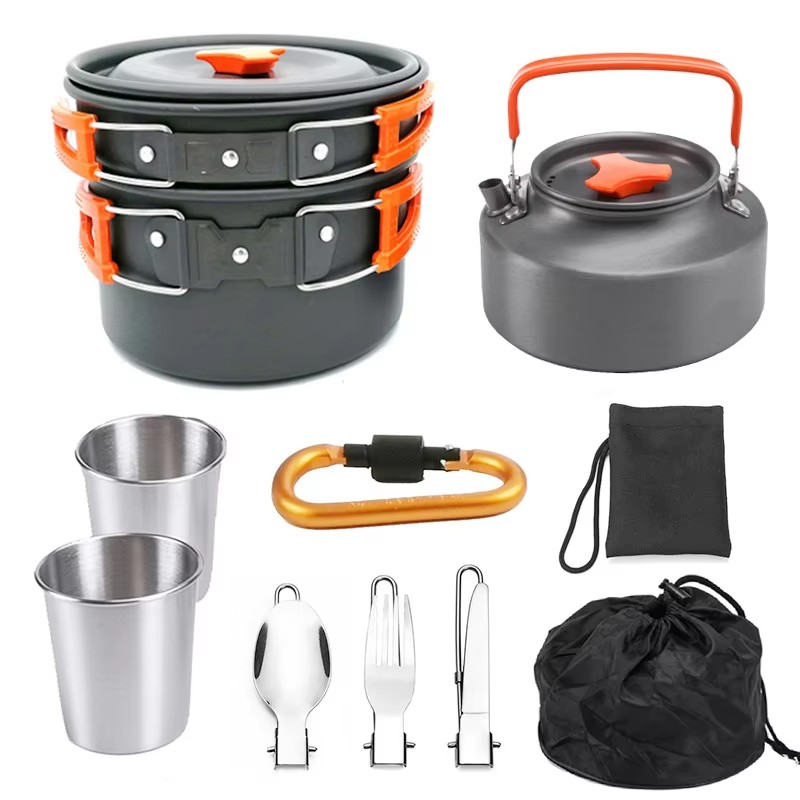 طقم طهي للتخييم، أدوات طهي للر - مراجعة Camping Cooking Set Non Stick وسعره
