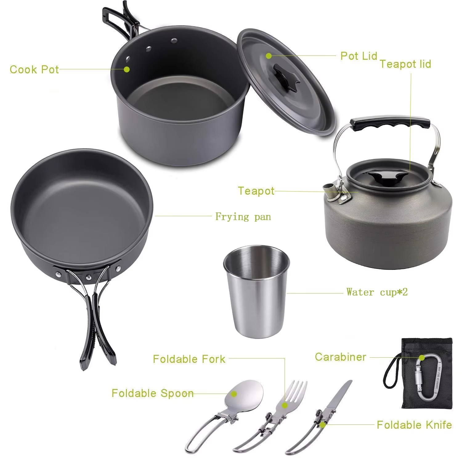 طقم طهي للتخييم، أدوات طهي للر - مراجعة Camping Cooking Set Non Stick وسعره