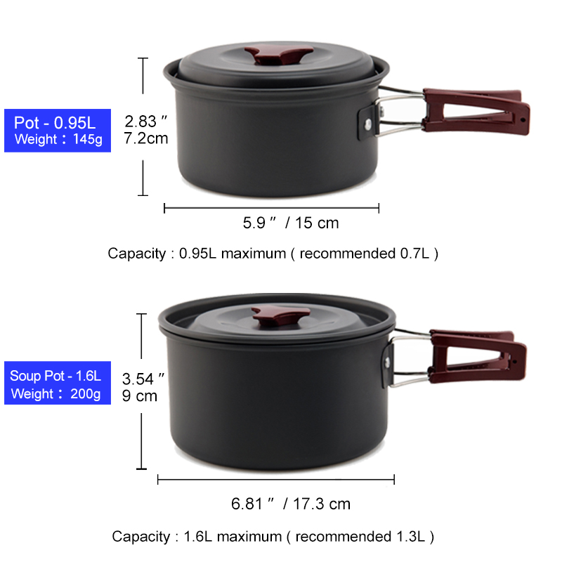 Widesea التخييم طقم حلل استانل - مراجعة Quechua Camping Cooking Set وسعره