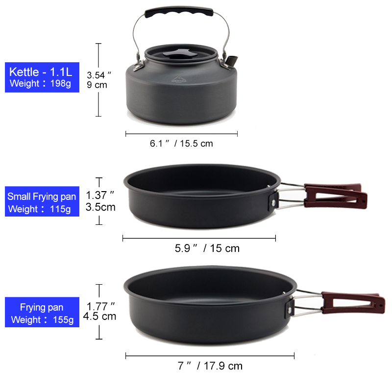 Widesea التخييم طقم حلل استانل - مراجعة Quechua Camping Cooking Set وسعره