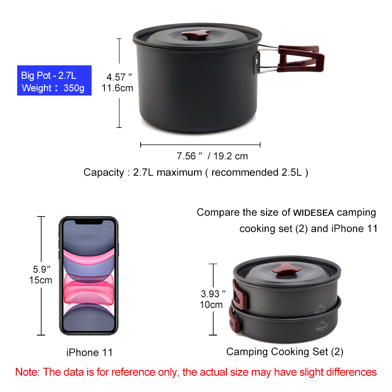 Widesea التخييم طقم حلل استانل - مراجعة Quechua Camping Cooking Set وسعره