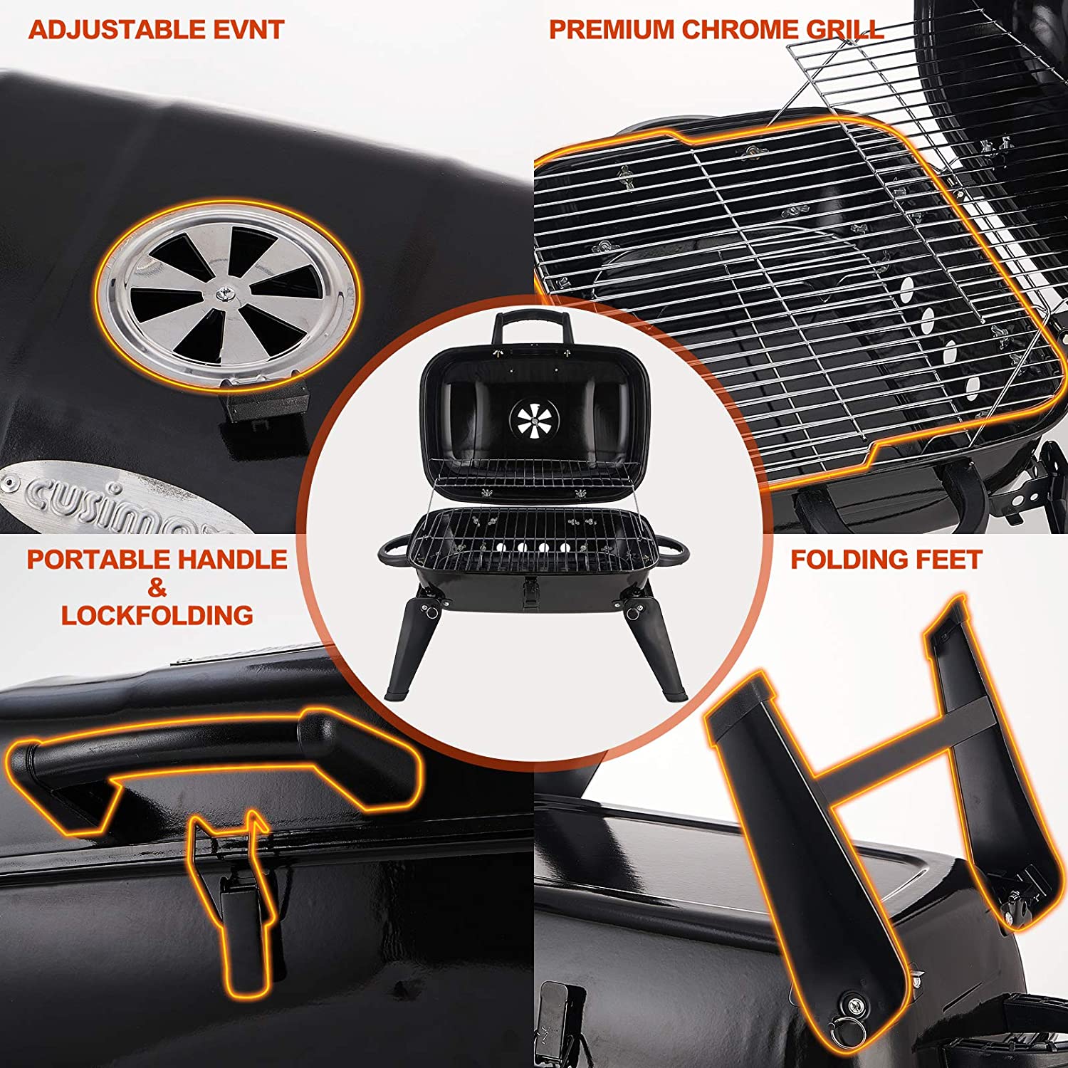 شواية فحم سوداء مقاس 18 بوصة ل - مراجعة Camp Grill Portable Folding وسعره