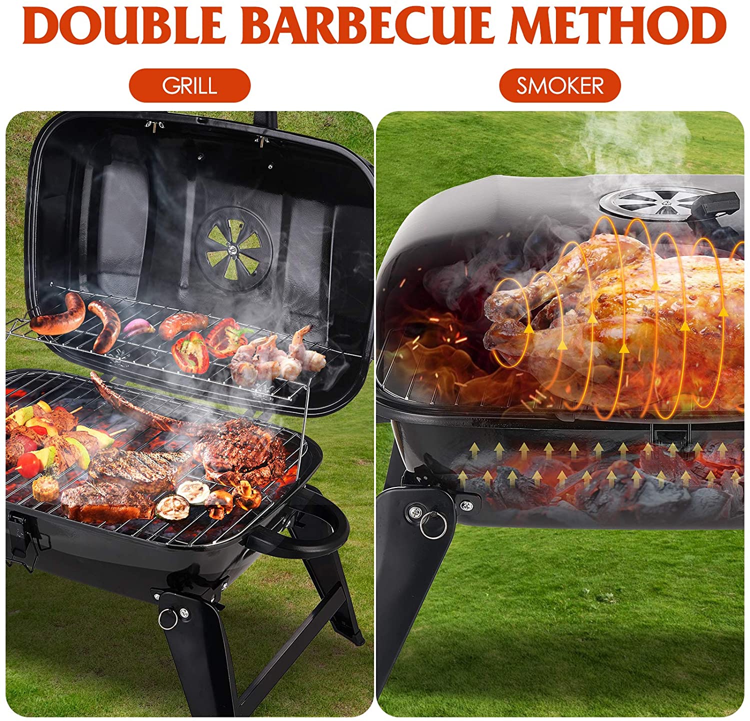 شواية فحم سوداء مقاس 18 بوصة ل - مراجعة Camp Grill Portable Folding وسعره
