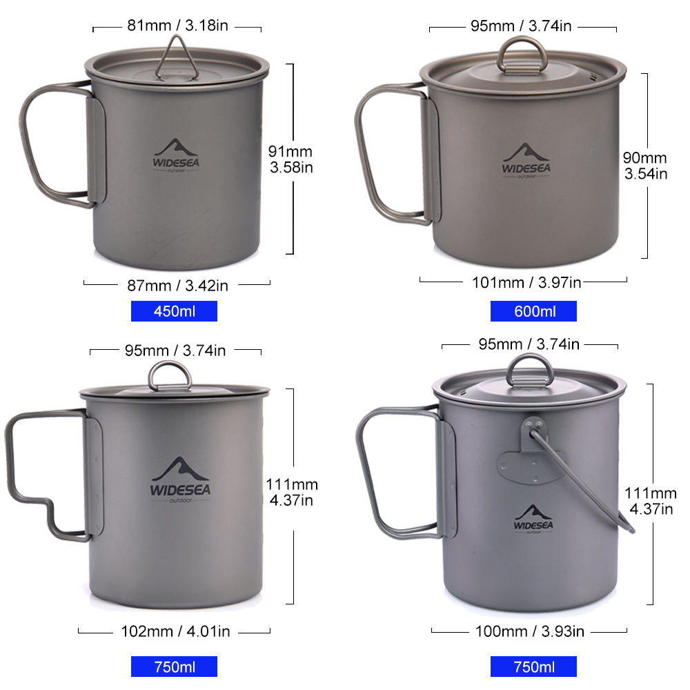 Widesea التخييم القدح كوب تيتا - مراجعة Quechua Camping Cooking Set وسعره