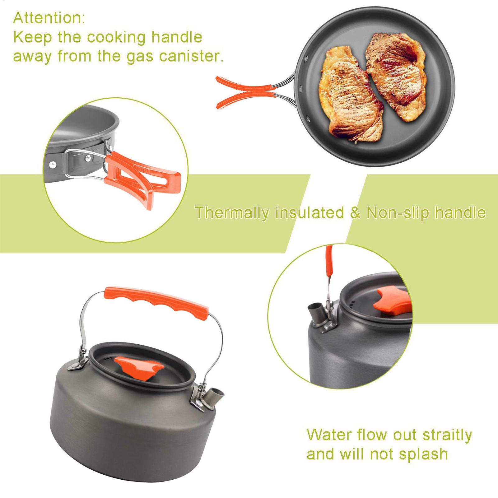 الظهر مجموعة الطبخ المقالي الت - مراجعة Camping Cooking Set Non Stick وسعره