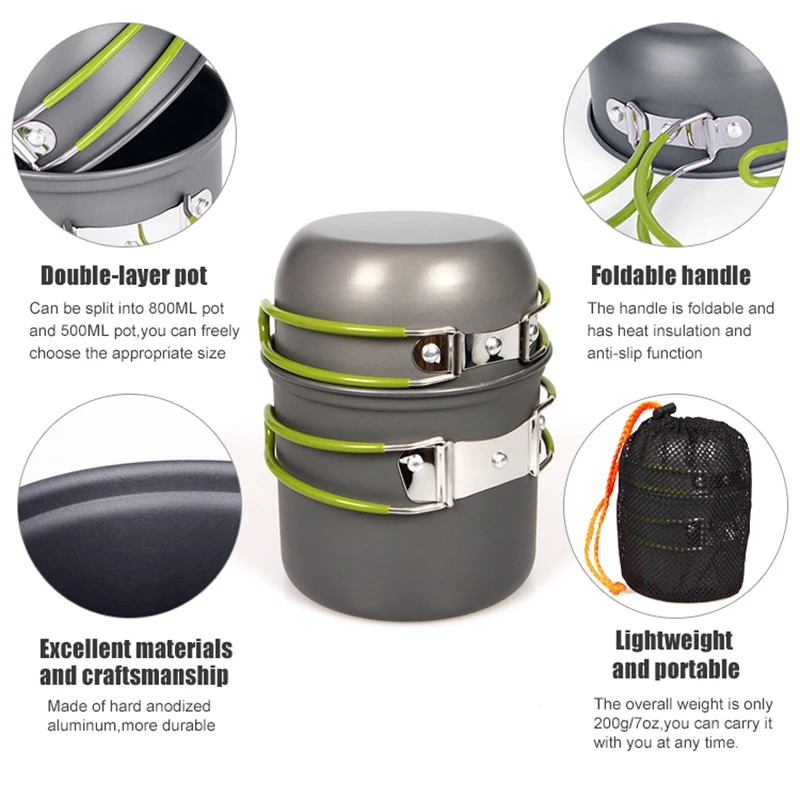 مجموعة أدوات الطهي للتخييم خفي - مراجعة Camping Cooking Mess Kit وسعره