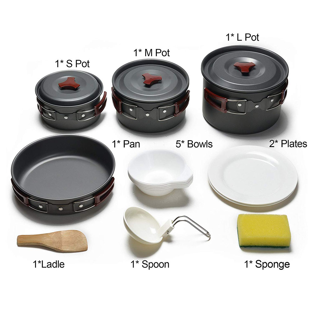 طقم أدوات طهي للتخييم في الهوا - مراجعة Camping Cooking Set Non Stick وسعره