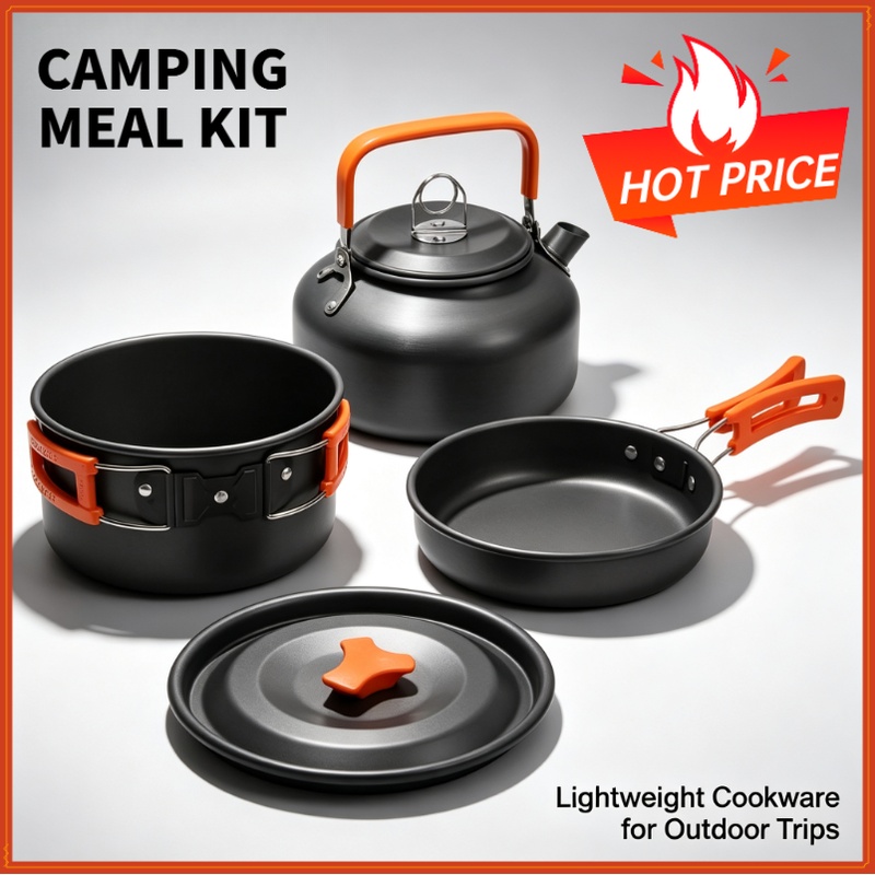 مجموعة أدوات الطهي للتخييم، أد - مراجعة Camping Cooking Set Non Stick وسعره